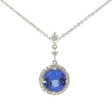 E.H. Collection 1.90 ct Tanzanite & Diamond Halo Necklace 14417