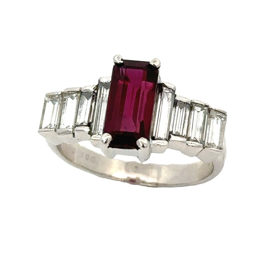 Estate 1.97 ct Step Cut Fine Ruby Diamond Platinum Ring 14600