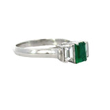 Estate Emerald Diamond Platinum Ring 14206