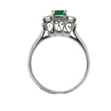 Estate Emerald Diamond Platinum Ring 14206