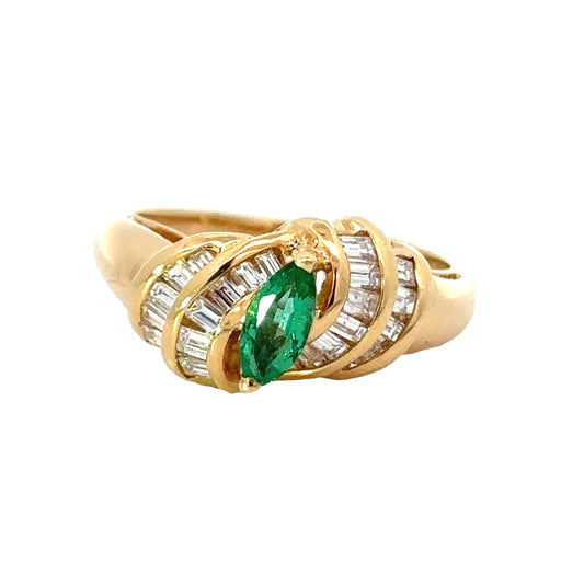 Estate Designer Aurum .37 ct Emerald and Diamond Ring 13790