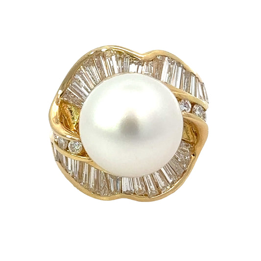 Estate 12.60 mm South Sea Pearl 2.05 cttw Diamond Ring 13521