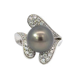 Estate Designer Schoeffel 1.20 cttw Daimond 12.57mm Tahitian Pearl Ring 13875