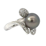 Estate Designer Schoeffel 1.20 cttw Daimond 12.57mm Tahitian Pearl Ring 13875