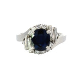 Estate Fine 1.98 ct Oval Sapphire Diamond Platinum Ring 14208