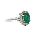 Estate 1.05 ct Emerald & Diamond Halo Ring 14098