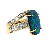 Estate Fine 5.10 ct Black Opal Diamond 18K Yellow Gold Ring 14617