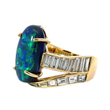 Estate Fine 5.10 ct Black Opal Diamond 18K Yellow Gold Ring 14617