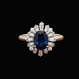 Sapphire and Diamond Platinum Halo Ring