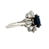 Estate 1.40 ct Sapphire Diamond Platinum Halo Ring 13404