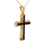 E.H. Collection Sapphire Cross 14K Yellow Gold Pendant With Chain 14426