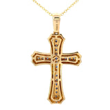 E.H. Collection Sapphire Cross 14K Yellow Gold Pendant With Chain 14426