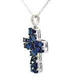 E.H. Collection 2.94 cttw Sapphire & Diamond Cross Pendant With Chain 14422