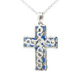 E.H. Collection 2.94 cttw Sapphire & Diamond Cross Pendant With Chain 14422