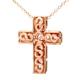 E.H. Collection .94 cttw Pink Sapphire & Diamond Cross Pendant With Chain 14421