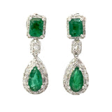 Estate 6.59 cttw Emerald Diamond Dangle Earrings 14652