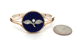 Estate Victorian Diamond , Natural Pearl , Blue Enamel Victorian 14K Gold Bangle 14730