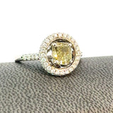 Estate 1.31 ct Natural Fancy Brownish Greenish Yellow (GIA) Diamond 14K White Gold Ring 14740