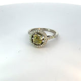 Estate 1.31 ct Natural Fancy Brownish Greenish Yellow (GIA) Diamond 14K White Gold Ring 14740