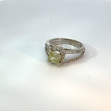 Estate Designer Verriago 1.21 ct Natural Fancy Yellow (GIA) Diamond 18K White Gold Ring 14738