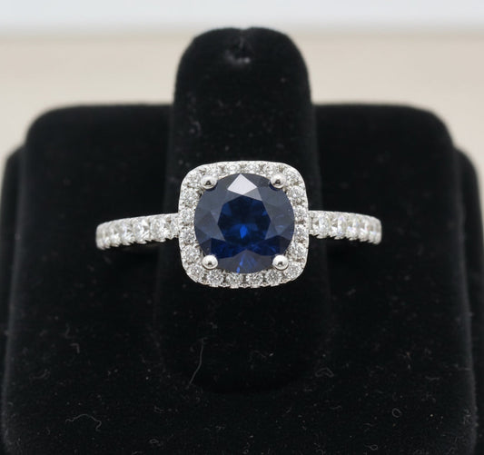 Designer Leo Schachter 2.25 ct Sapphire Diamond Halo Ring 14769