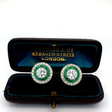 Art Deco Reproduction Aristocrat 1.02 cttw Emerald and Diamond Earrings (Center CZ) 11607