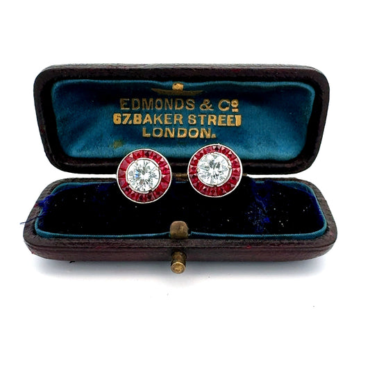 Ruby Earrings (Center CZ) 18K White Gold Earring