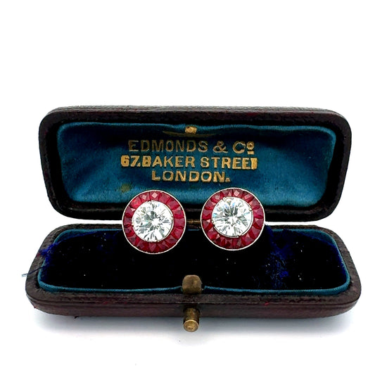 Ruby Earrings 18K White Gold Earrings (Center CZ)