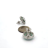 Emerald and Diamond 18K White Gold Earrings (Center Stone CZ)
