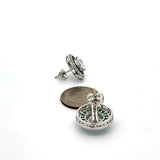 Art Deco Reproduction Aristocrat 1.20 cttw Emerald and Diamond Earrings (Center Stone CZ) 14776