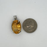 Estate 20.88 ct Citrine Oval Platinum Pendant 14835