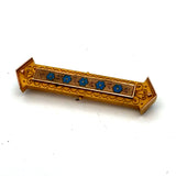 Estate Enamel Revivalist Italian 18K Yellow Gold Bar Brooch 14897