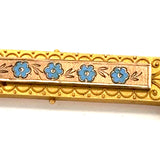 Estate Enamel Revivalist Italian 18K Yellow Gold Bar Brooch 14897