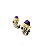 Estate David Yurman Amethyst & Chrysoberyl 14KY & Silver Earrings 14923