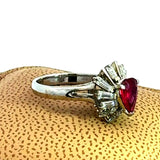 Estate .87 ct Pear Shape Ruby Diamond Platinum Ring 14997