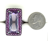 Estate Parisian Designer Anshindo-Paris 18.80 ct Faceted Amethyst & 3.50 cttw Fading Pink Sapphire 18K White Gold Ring 15026