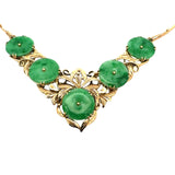 Estate Circa 1960's Jadeite Yellow Gold Necklace 15060