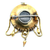 Victorian 1870's Turquoise and 14Kt Yellow Gold Pendant Brooch