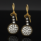 French Rose Cut Diamond and 22kt Yellow Gold/Rhodium Dangle Earrings
