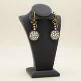 French Rose Cut Diamond and 22kt Yellow Gold/Rhodium Dangle Earrings