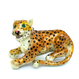 Estate Designer Jungle Cat Enamel Emerald Pendant 13393