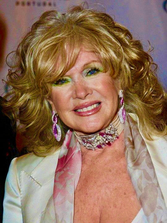 Estate Of Hollywood Actress Connie Stevens Diamond Ruby and Pearl Multi Row 18K White Gold Necklace