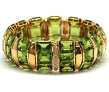 Estate Italy 151.00 cttw Peridot and Diamond 18K Yellow Gold Bracelet 15276