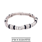 Estate Elite Italian Designer Picchiotti 12.25 cttw Diamond Onyx 18K White Gold Bracelet 14583