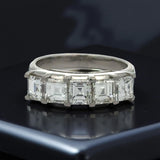 Classic 5 Stone Asscher Cut 2.36cttw. Diamond Platinum Ring