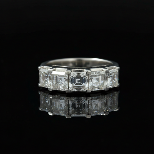Classic 5 Stone Asscher Cut 2.36cttw. Diamond Platinum Ring