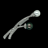 Estate Designer Molina South Sea & Tahitian Pearl Diamond Brooch 13881