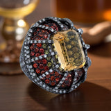 Citrine, Orange Sapphire, Diamond Designer Ring