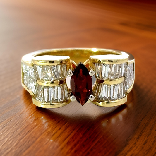 Designer EMJ Garnet and Diamond Ring 14873