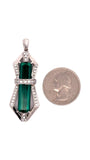 Estate Custom Made 12.40 ct. Fine Green Tourmaline and Diamond Platinum Pendant 15261